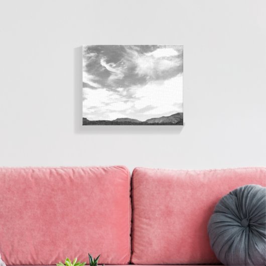 Zwart-witte wolken boven de Utah-woestijn, 8x10 Canvas Afdruk (Insitu (Woonkamer))