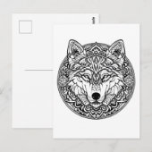 Zwart-witte wolven die boekstijl kleuren briefkaart (Voorkant / Achterkant)