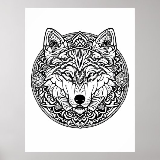 Zwart-witte wolven die boekstijl kleuren poster (Voorkant)