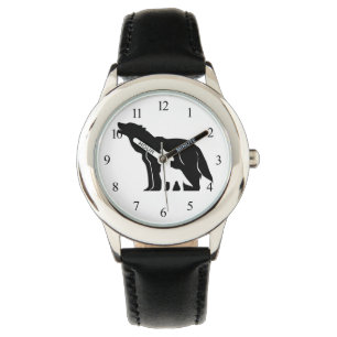 Zwart-witte wolven horloge