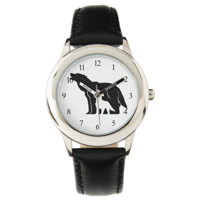 Zwart-witte wolven horloge (Voorkant)