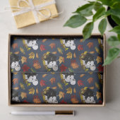 Zwart Witte Wolven Maneschijn Herfstbladeren Tissuepapier (Geschenk)