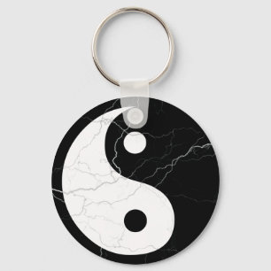 Zwart-witte yin en Yang Sleutelhanger