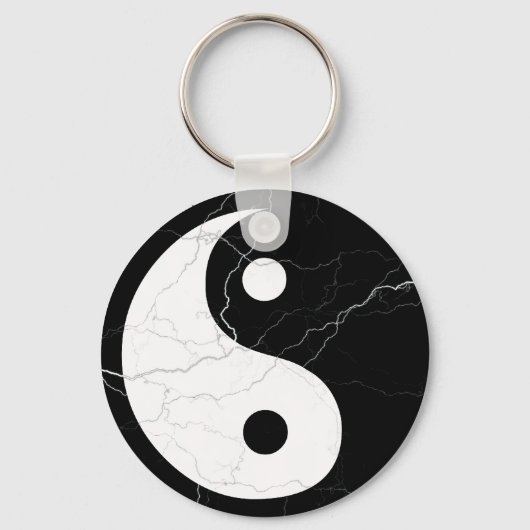 Zwart-witte yin en Yang Sleutelhanger (Voorkant)