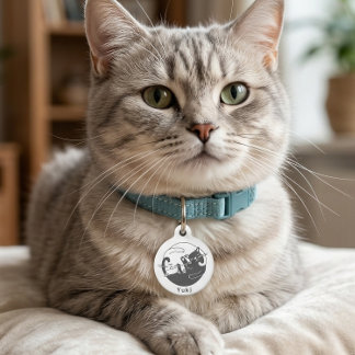 Zwart Witte Yin Yang Twee Katten Identificatieplaa Huisdierpenning