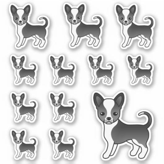 Zwart-witte zachte laag Chihuahua Cute Dogs Sticker (Voorkant)