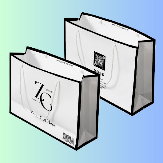 Zwart Witte Zakelijke Aangepaste Logo Minimalistis Groot Cadeauzakje