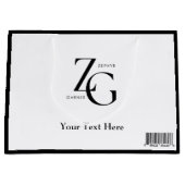 Zwart Witte Zakelijke Aangepaste Logo Minimalistis Groot Cadeauzakje (Voorkant)