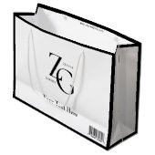Zwart Witte Zakelijke Aangepaste Logo Minimalistis Groot Cadeauzakje (Voorkant Gekanteld)