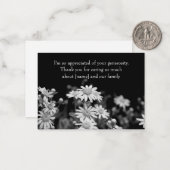 Zwart-witte zandloper na begrafeniskaarten notitiekaartje (Voorkant / Achterkant in situ)