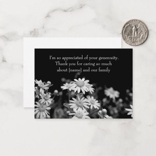 Zwart-witte zandloper na begrafeniskaarten notitiekaartje (Voorkant / Achterkant in situ)