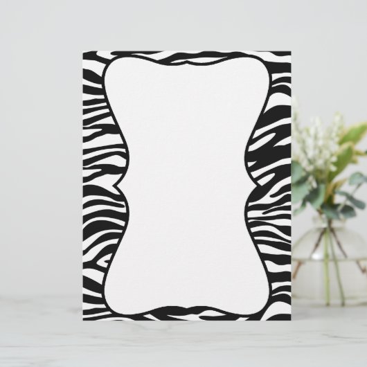 Zwart-witte zebra Afdrukken Gepersonaliseerd brief (Staand voorkant)