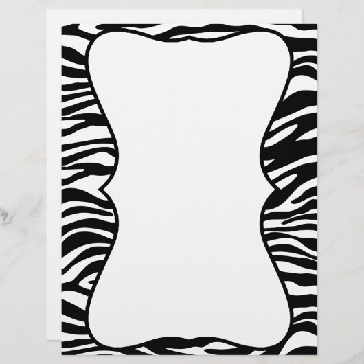 Zwart-witte zebra Afdrukken Gepersonaliseerd brief (Voorkant / Achterkant)