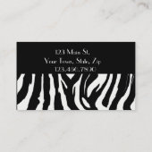 Zwart-witte Zebra Afdrukken Visitekaartjes (Achterkant)