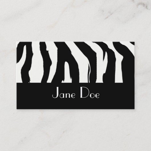 Zwart-witte Zebra Afdrukken Visitekaartjes (Voorkant)