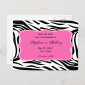 Zwart, witte zebra Afdrukken, warm roze opslaan Da Aankondigingskaart (Voorkant / Achterkant)
