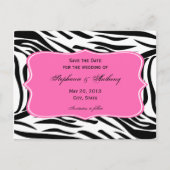 Zwart, witte zebra Afdrukken, warm roze opslaan Da Aankondigingskaart (Voorkant)