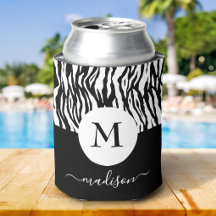 Zwart Witte Zebra Dierenprint Monogram Naam Chic