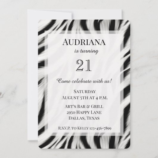 Zwart Witte Zebra Dierenprint Verjaardag Kaart (Voorkant)