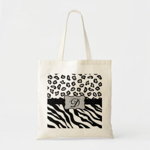 Zwart-witte Zebra en Cheeta Huid op maat Tote Bag