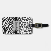 Zwart-witte Zebra en Cheetah Skin, speciaal gepers Bagagelabel (Voorkant horizontaal)