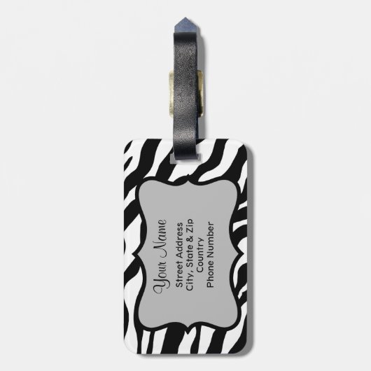 Zwart-witte Zebra en Cheetah Skin, speciaal gepers Bagagelabel (Achterkant verticaal)