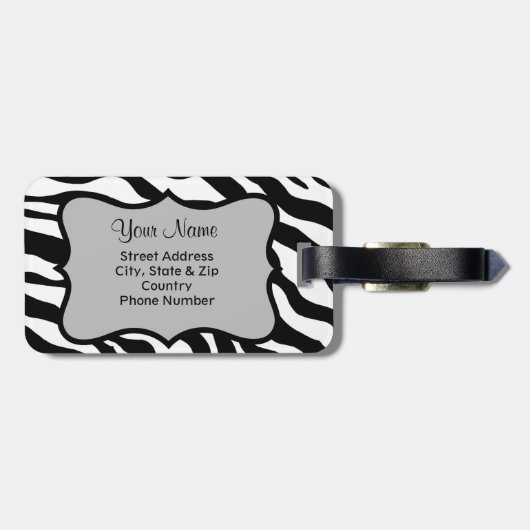 Zwart-witte Zebra en Cheetah Skin, speciaal gepers Bagagelabel (Achterkant horizontaal)