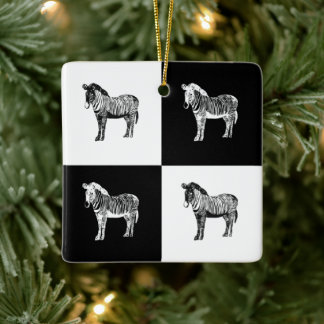 Zwart-witte zebra keramisch ornament