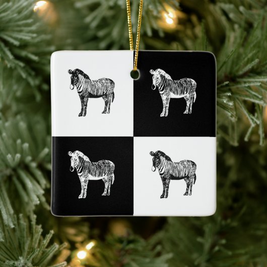 Zwart-witte zebra keramisch ornament (Boom)