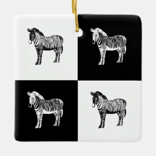 Zwart-witte zebra keramisch ornament (Voorkant)