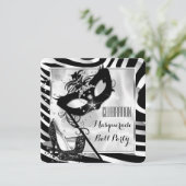 Zwart Witte Zebra Maskerade Bal Feest 2 Kaart (Staand voorkant)