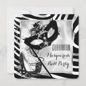 Zwart Witte Zebra Maskerade Bal Feest 2 Kaart (Voorkant)
