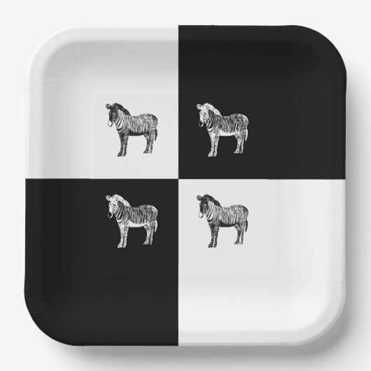 Zwart-witte zebra papieren bordje (Voorkant)