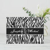 Zwart-witte Zebra Persoonlijke bruiloft Kaart (Staand voorkant)