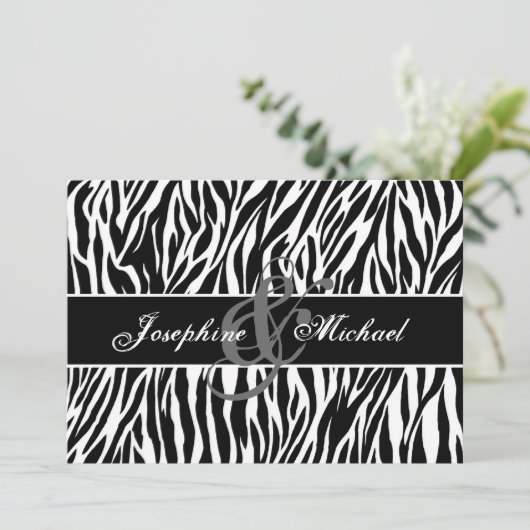 Zwart-witte Zebra Persoonlijke bruiloft Kaart (Staand voorkant)