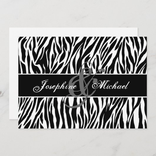 Zwart-witte Zebra Persoonlijke bruiloft Kaart (Voorkant / Achterkant)