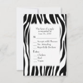 Zwart-witte Zebra RSVP met optie voor entree (Voorkant)