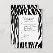 Zwart-witte Zebra RSVP met optie voor entree (Voorkant / Achterkant)