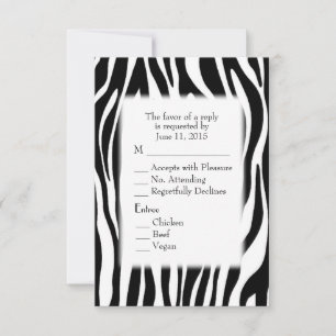 Zwart-witte Zebra RSVP met optie voor entree Kaartje