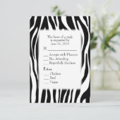 Zwart-witte Zebra RSVP met optie voor entree Kaartje (Staand voorkant)