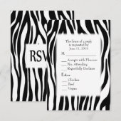 Zwart-witte Zebra RSVP met optie voor entree Kaartje (Voorkant / Achterkant)