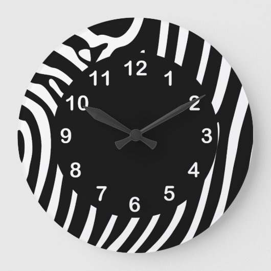Zwart Witte Zebra Streep Dierprint Grote Klok (Voorkant)