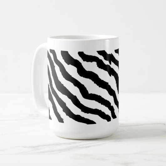 Zwart-witte Zebra streep Koffiemok (Voorkant links)