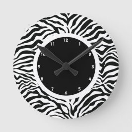 Zwart-witte Zebra streep Ronde Klok