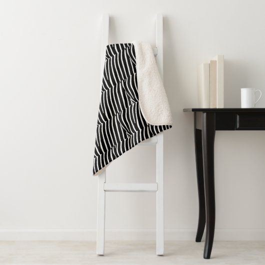 Zwart-witte Zebra streep Sherpa Deken (In situ)