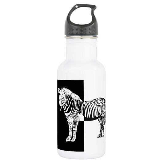 Zwart-witte zebra waterfles  (Voorkant)