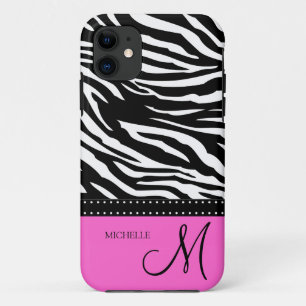 Zwart-witte zebrastrepen met hete roze Case-Mate iPhone case