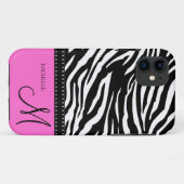 Zwart-witte zebrastrepen met hete roze Case-Mate iPhone case (Achterkant (horizontaal))