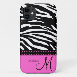 Zwart-witte zebrastrepen met hete roze Case-Mate iPhone case