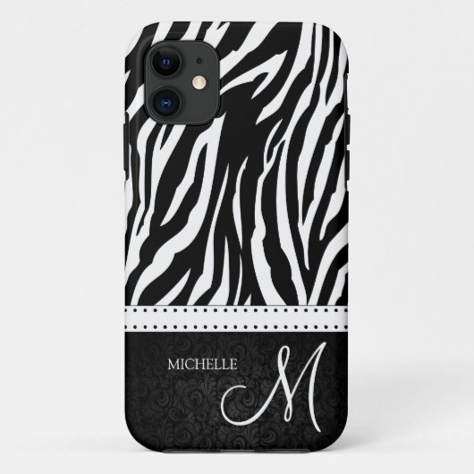 Zwart-witte zebrastrepen met zwarte demper Case-Mate iPhone case (Achterkant)